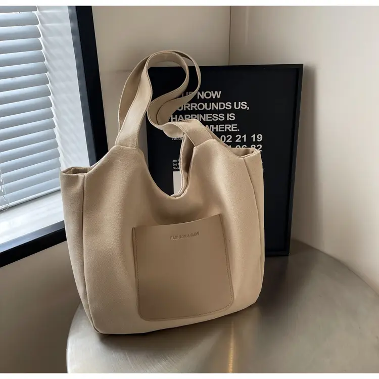 Women's Canvas Contrast Handbag Large Capacity Urban Commute — feature 13