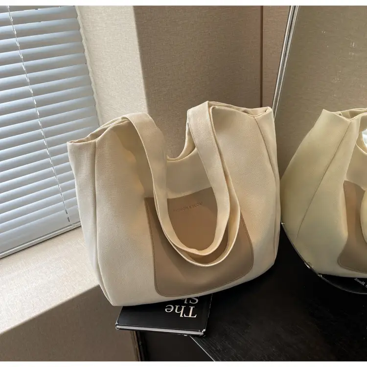 Women's Canvas Contrast Handbag Large Capacity Urban Commute — feature 14