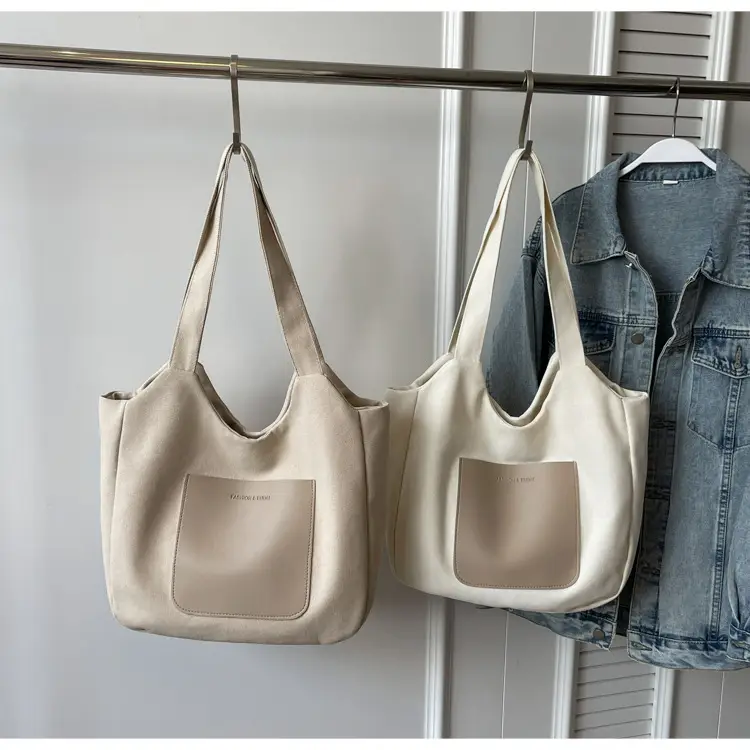 Women's Canvas Contrast Handbag Large Capacity Urban Commute — feature 16
