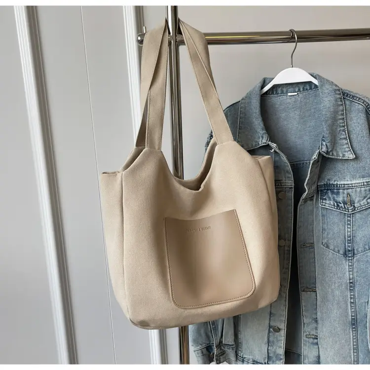 Women's Canvas Contrast Handbag Large Capacity Urban Commute — feature 17