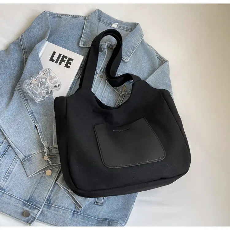Women's Canvas Contrast Handbag Large Capacity Urban Commute — feature 22