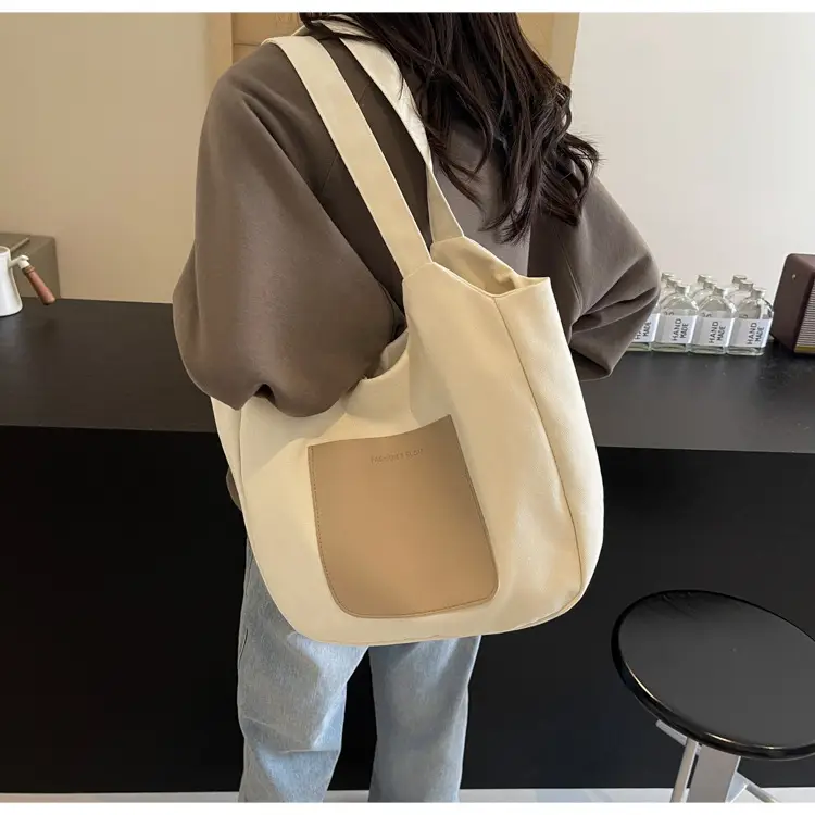 Women's Canvas Contrast Handbag Large Capacity Urban Commute — feature 29