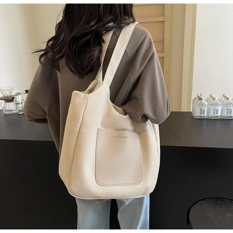 Women's Canvas Contrast Handbag Large Capacity Urban Commute — feature 33