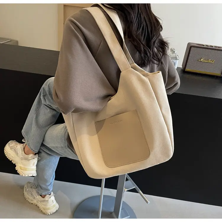 Women's Canvas Contrast Handbag Large Capacity Urban Commute — feature 35