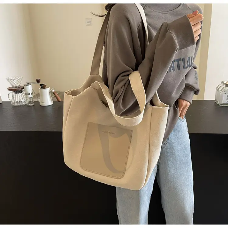 Women's Canvas Contrast Handbag Large Capacity Urban Commute — feature 36