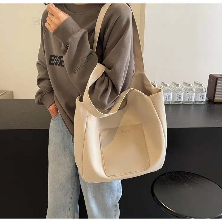 Women's Canvas Contrast Handbag Large Capacity Urban Commute — feature 38