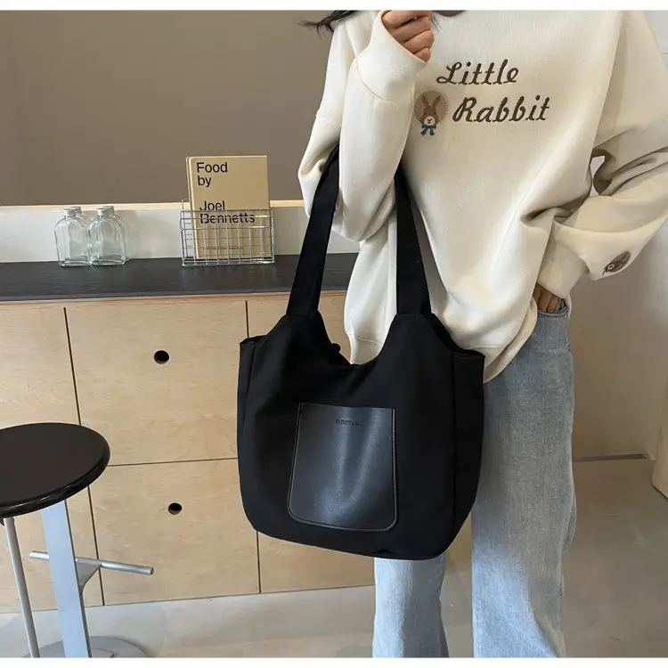 Women's Canvas Contrast Handbag Large Capacity Urban Commute — feature 39