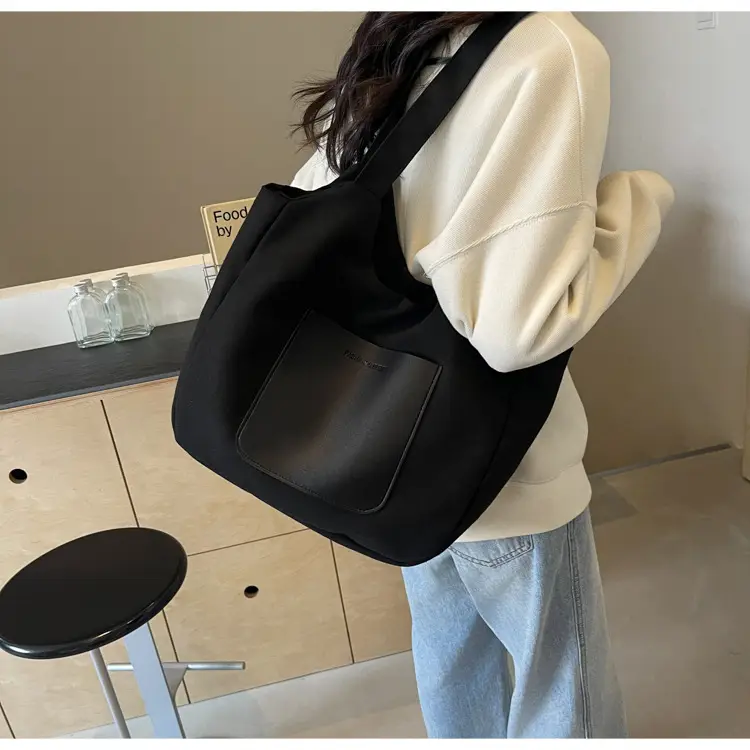 Women's Canvas Contrast Handbag Large Capacity Urban Commute — feature 40