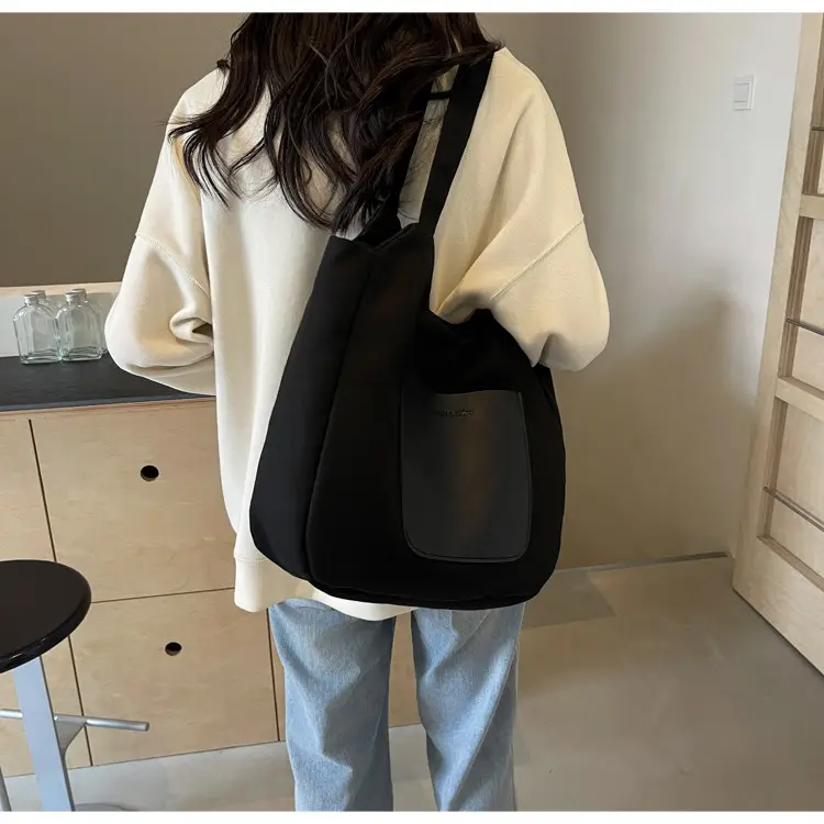 Women's Canvas Contrast Handbag Large Capacity Urban Commute — feature 41