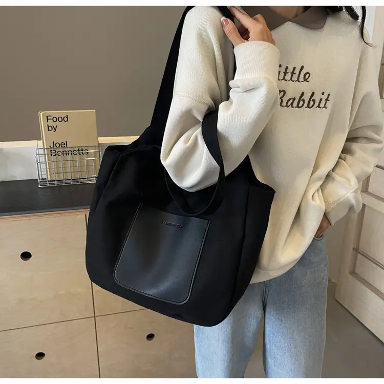 Women's Canvas Contrast Handbag Large Capacity Urban Commute — feature 42