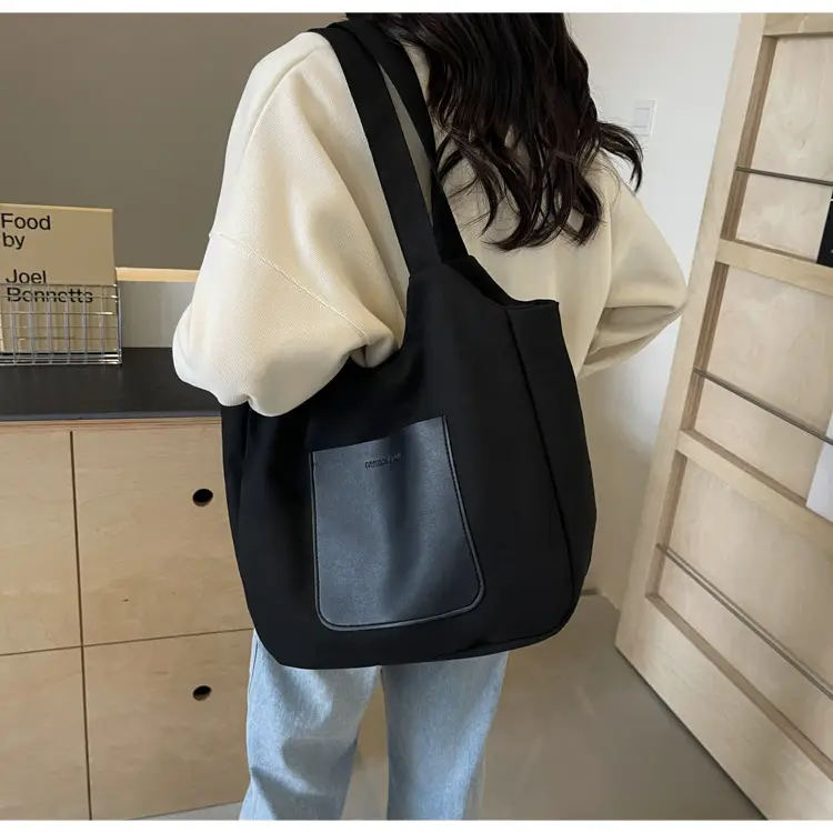 Women's Canvas Contrast Handbag Large Capacity Urban Commute — feature 44