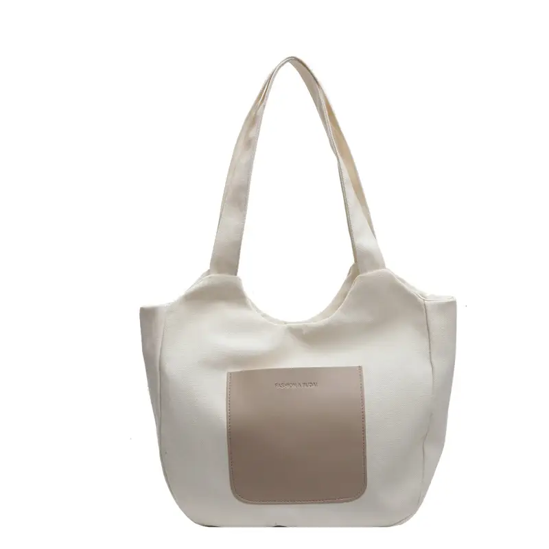Women's Canvas Contrast Handbag Large Capacity Urban Commute