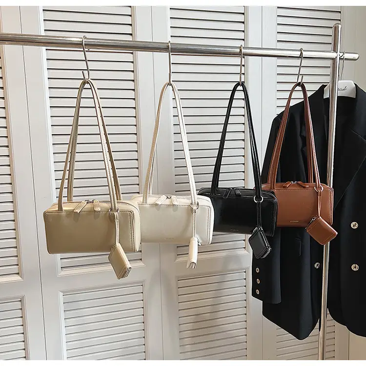 Women's 1-Piece Leather Shoulder Bag Beige 2025 Spring Summer — feature 1