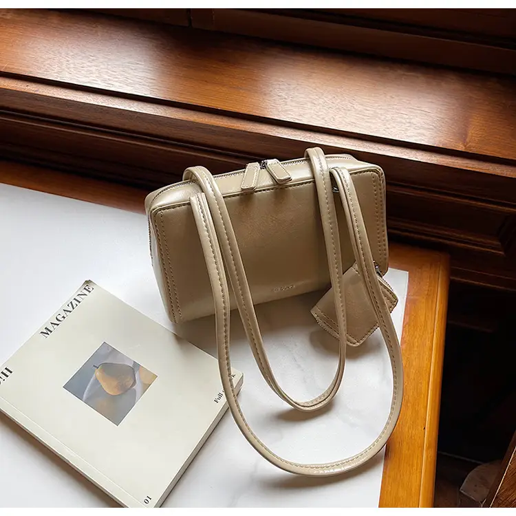 Women's 1-Piece Leather Shoulder Bag Beige 2025 Spring Summer — feature 28