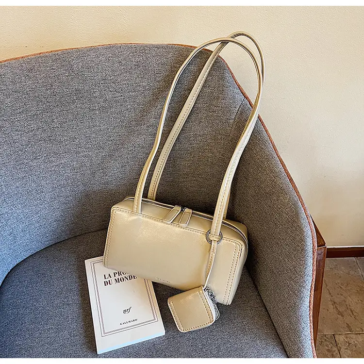 Women's 1-Piece Leather Shoulder Bag Beige 2025 Spring Summer — feature 29