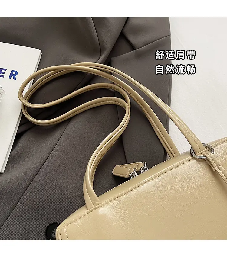 Women's 1-Piece Leather Shoulder Bag Beige 2025 Spring Summer — feature 3