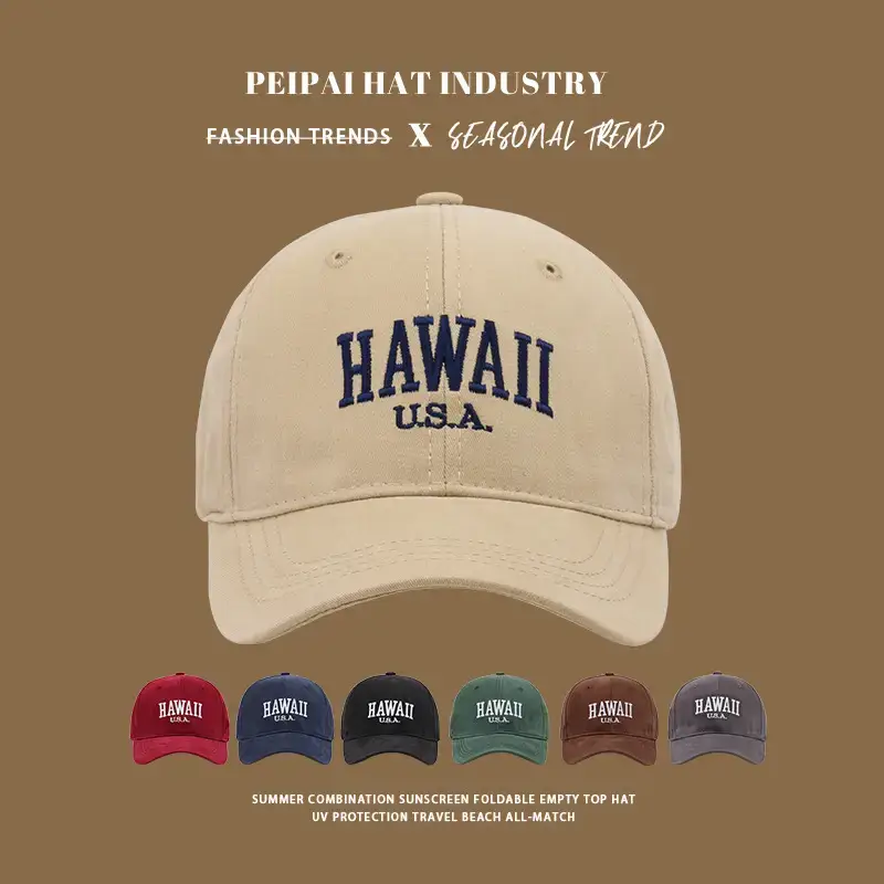 Women's White Hawaii USA Cap 17cm High UV Sunscreen Hat - Image 7