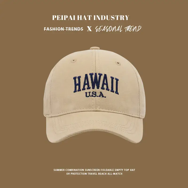 Women's White Hawaii USA Cap 17cm High UV Sunscreen Hat — feature 12