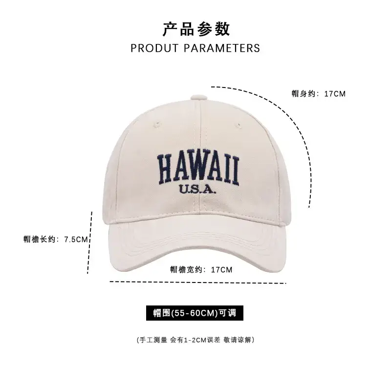 Women's White Hawaii USA Cap 17cm High UV Sunscreen Hat — feature 4