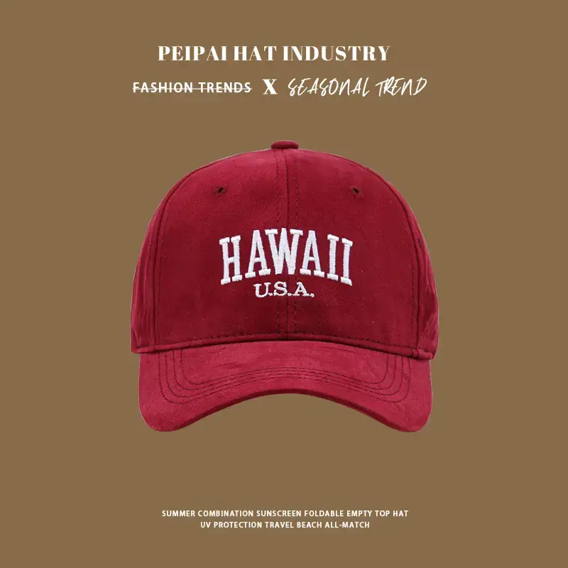 Women's White Hawaii USA Cap 17cm High UV Sunscreen Hat — feature 5