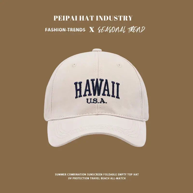 Women's White Hawaii USA Cap 17cm High UV Sunscreen Hat — feature 6