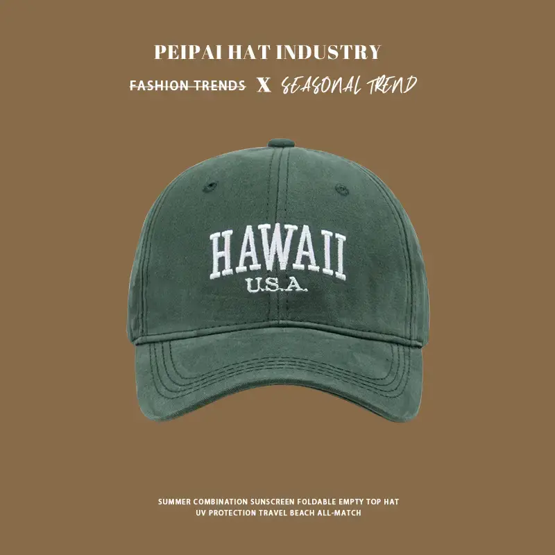 Women's White Hawaii USA Cap 17cm High UV Sunscreen Hat — feature 9