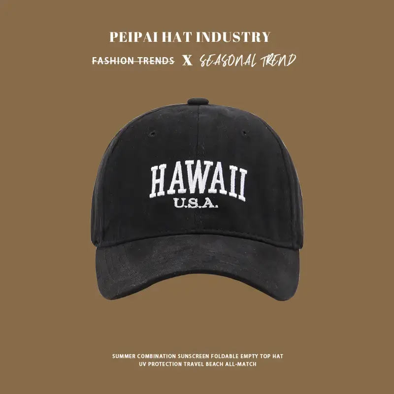 Women's White Hawaii USA Cap 17cm High UV Sunscreen Hat - Image 3