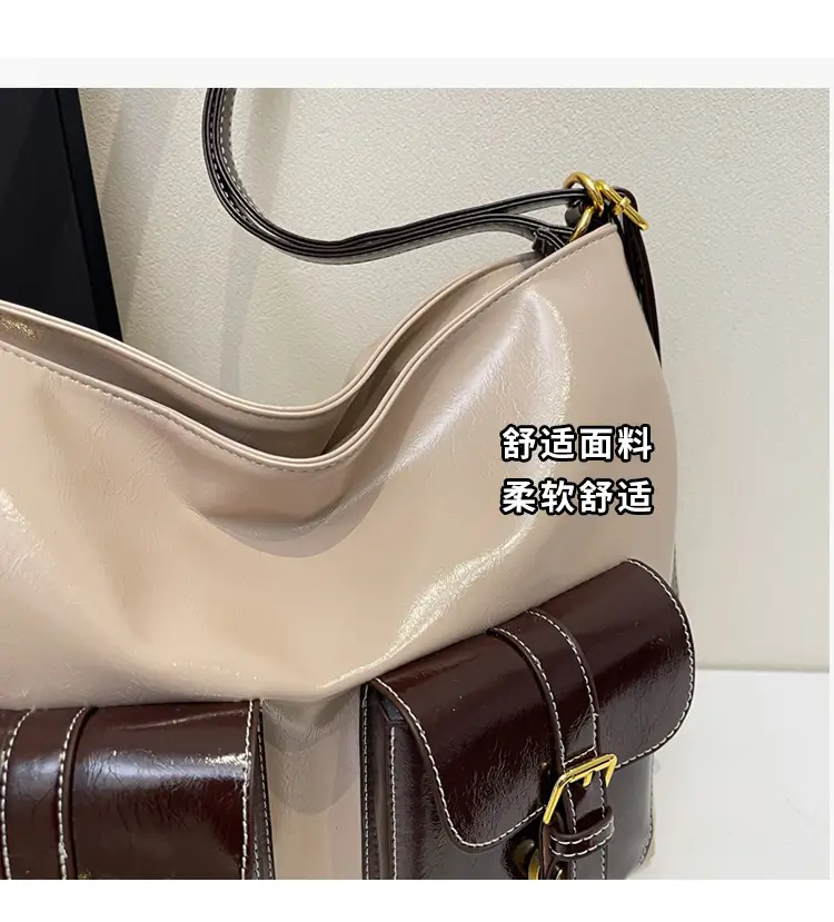 Black Leather Crossbody Bag with Gold Clasp & Teddy Keychain — feature 6