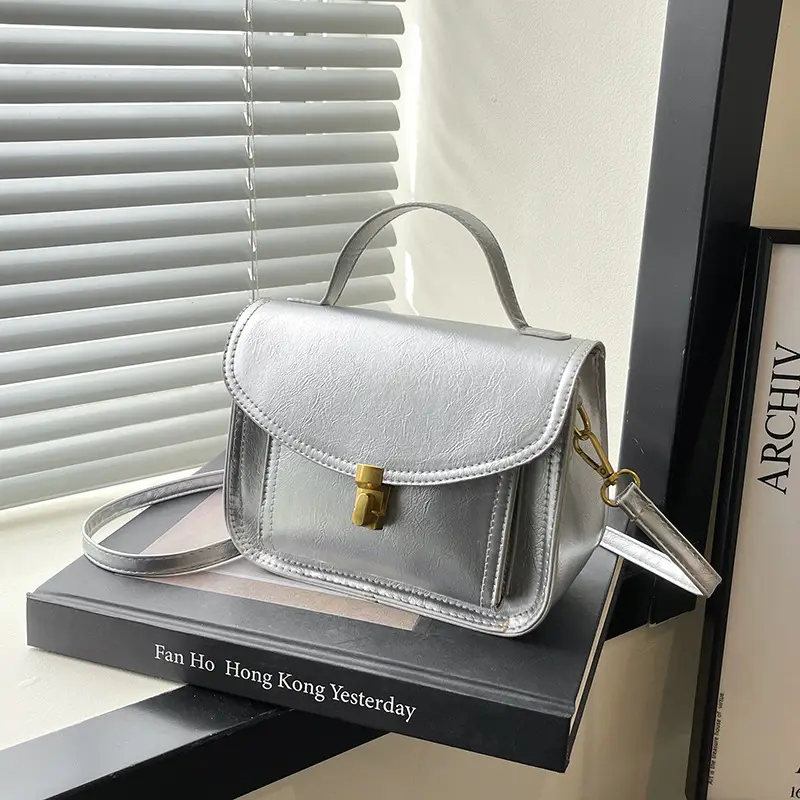 Black Leather Shoulder Crossbody Messenger Bag for Women