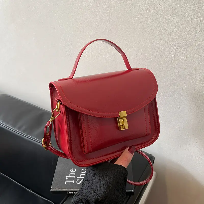Black Leather Shoulder Crossbody Messenger Bag for Women