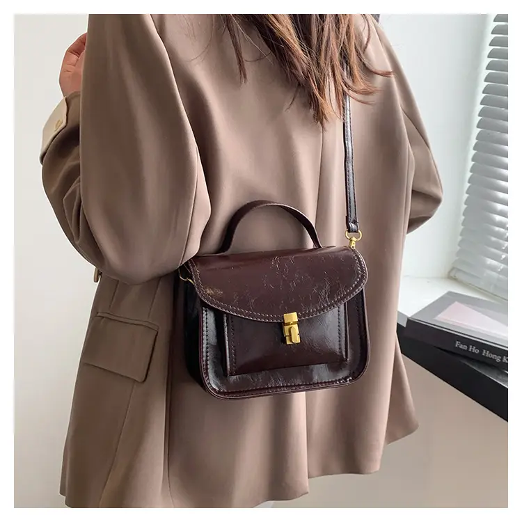 Black Leather Shoulder Crossbody Messenger Bag for Women — feature 14