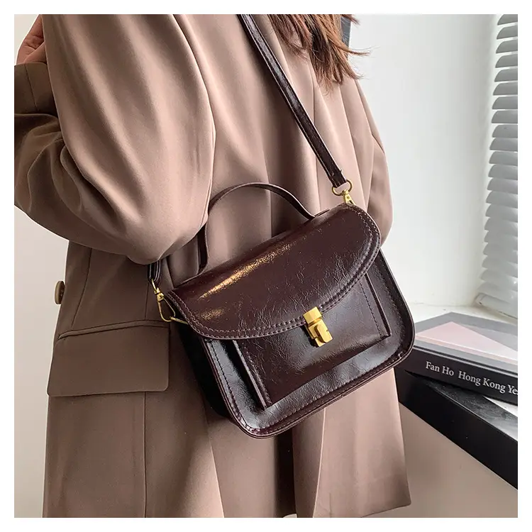 Black Leather Shoulder Crossbody Messenger Bag for Women — feature 15