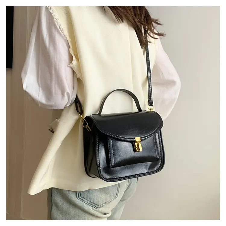 Black Leather Shoulder Crossbody Messenger Bag for Women — feature 17
