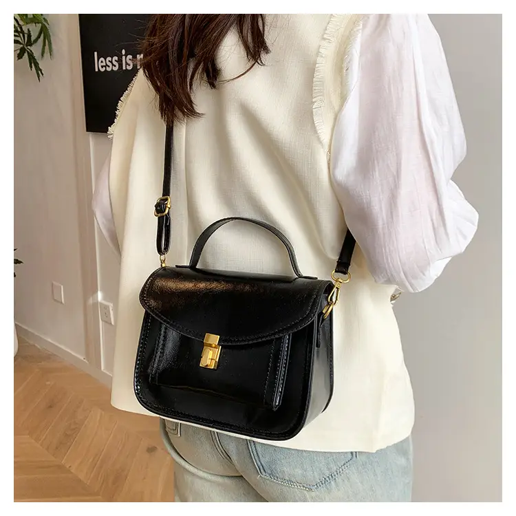 Black Leather Shoulder Crossbody Messenger Bag for Women — feature 18
