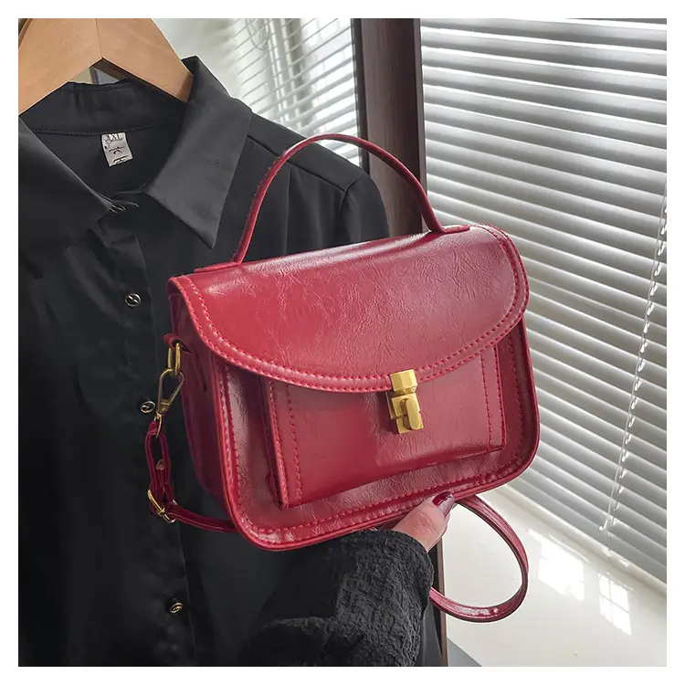 Black Leather Shoulder Crossbody Messenger Bag for Women — feature 19