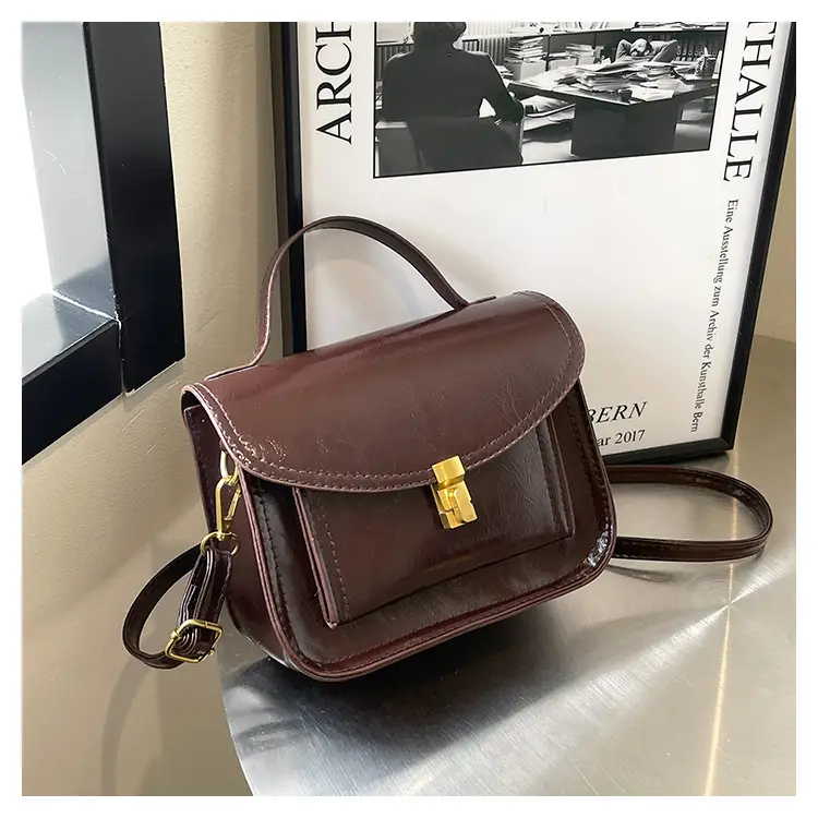 Black Leather Shoulder Crossbody Messenger Bag for Women — feature 21