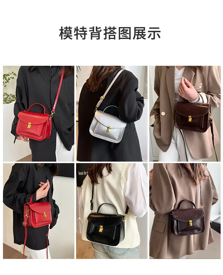 Black Leather Shoulder Crossbody Messenger Bag for Women — feature 6