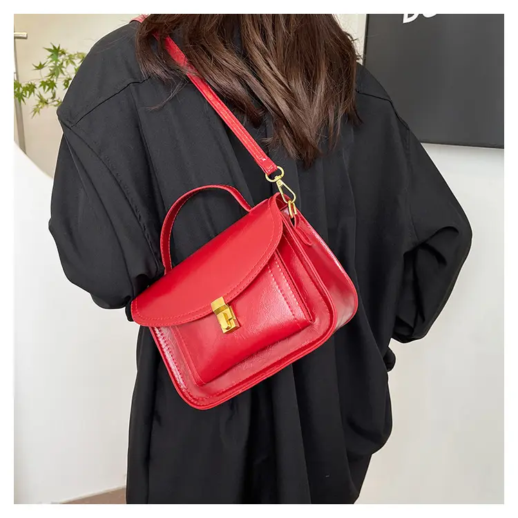 Black Leather Shoulder Crossbody Messenger Bag for Women — feature 9