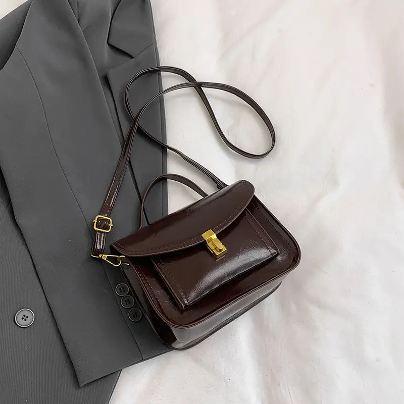 Black Leather Shoulder Crossbody Messenger Bag for Women