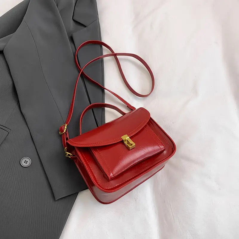 Black Leather Shoulder Crossbody Messenger Bag for Women