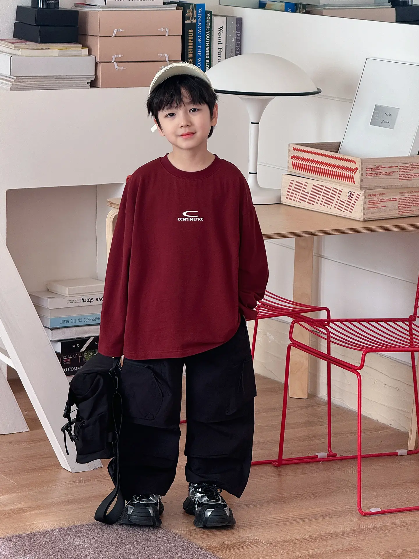 Tongku Boys Letter T-Shirt Solid White Korean Style - Image 7