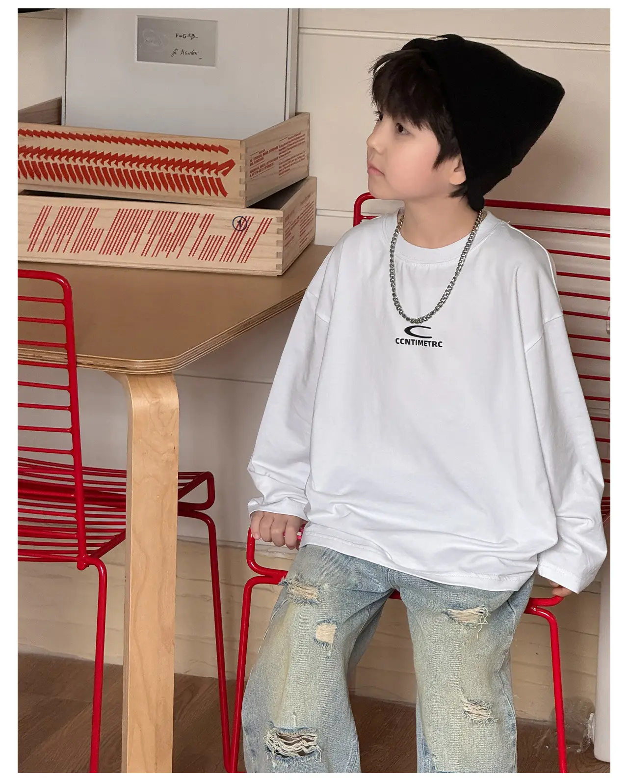 Tongku Boys Letter T-Shirt Solid White Korean Style — feature 15