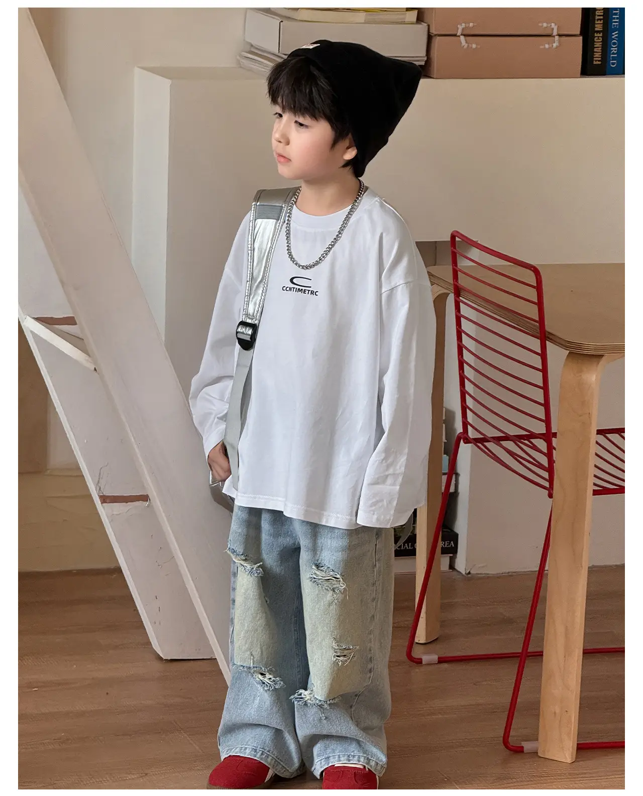 Tongku Boys Letter T-Shirt Solid White Korean Style — feature 16