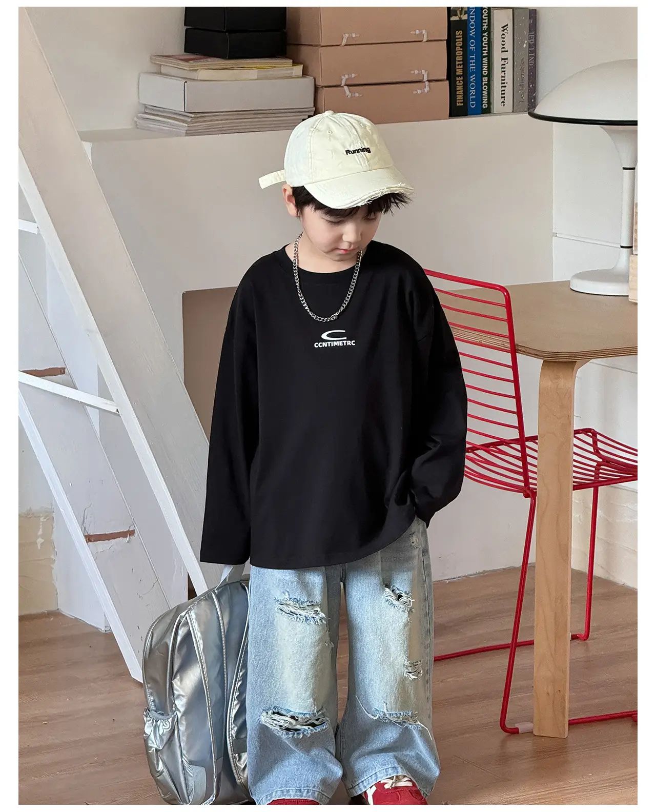 Tongku Boys Letter T-Shirt Solid White Korean Style — feature 19