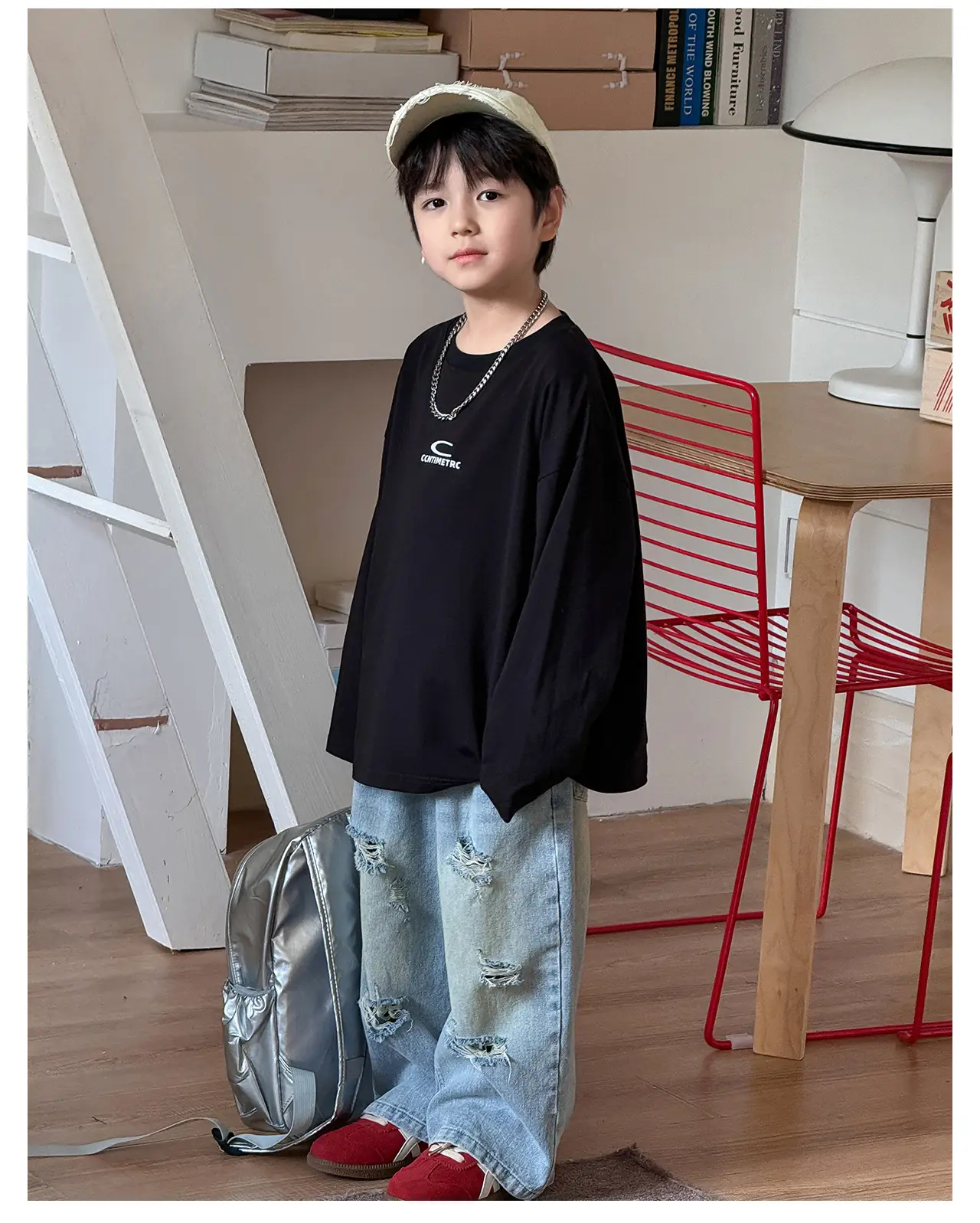 Tongku Boys Letter T-Shirt Solid White Korean Style — feature 21