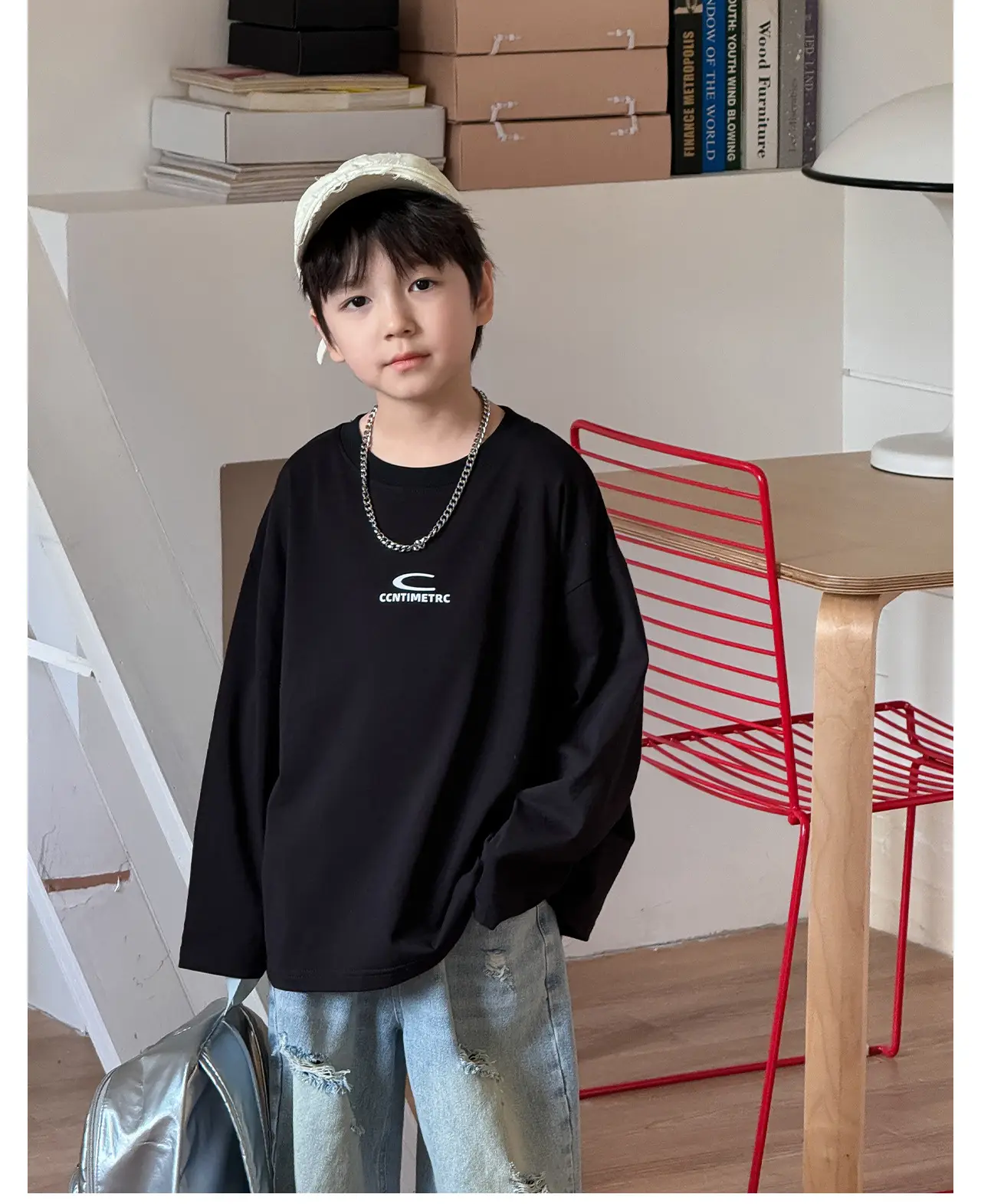 Tongku Boys Letter T-Shirt Solid White Korean Style — feature 22