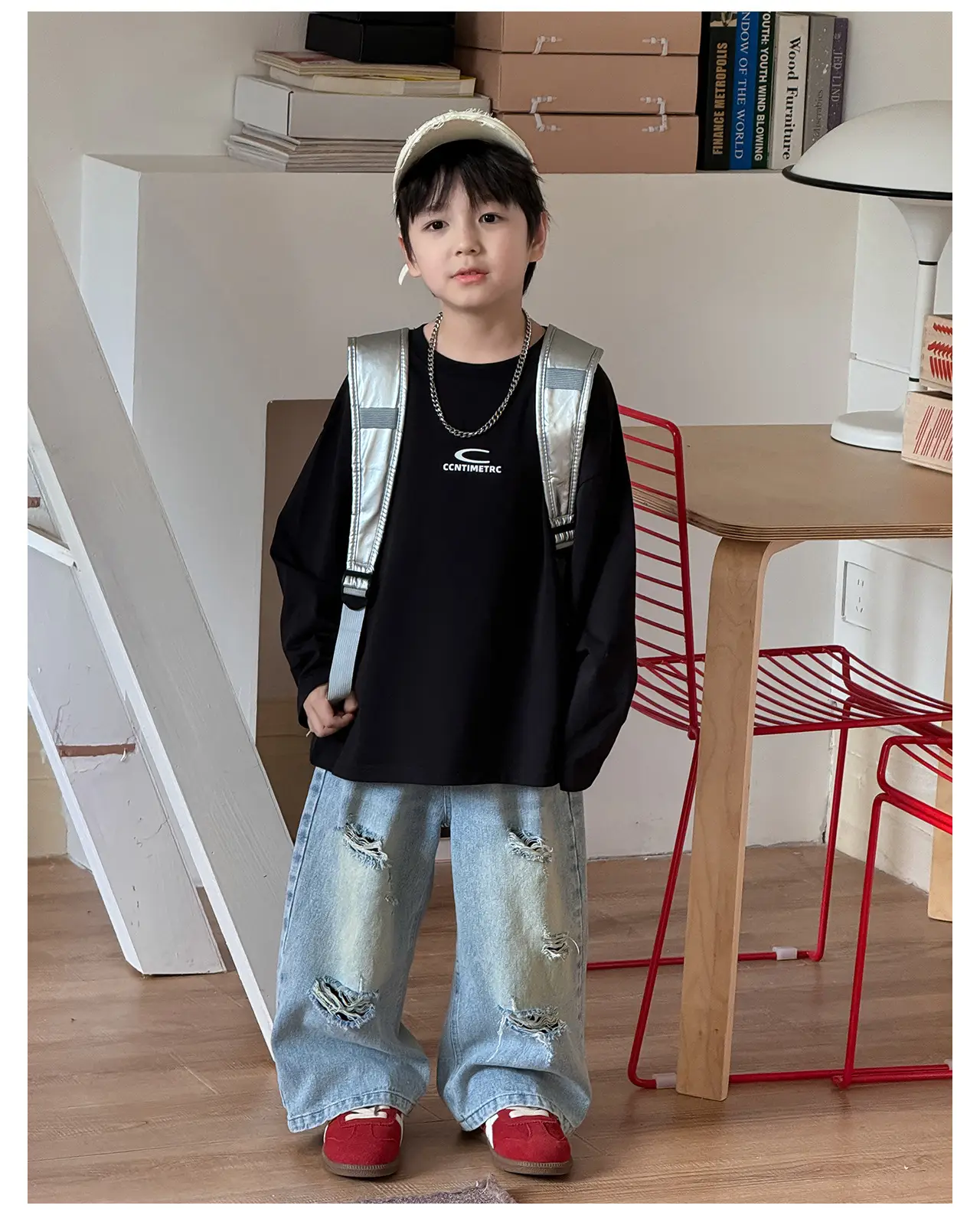 Tongku Boys Letter T-Shirt Solid White Korean Style — feature 23