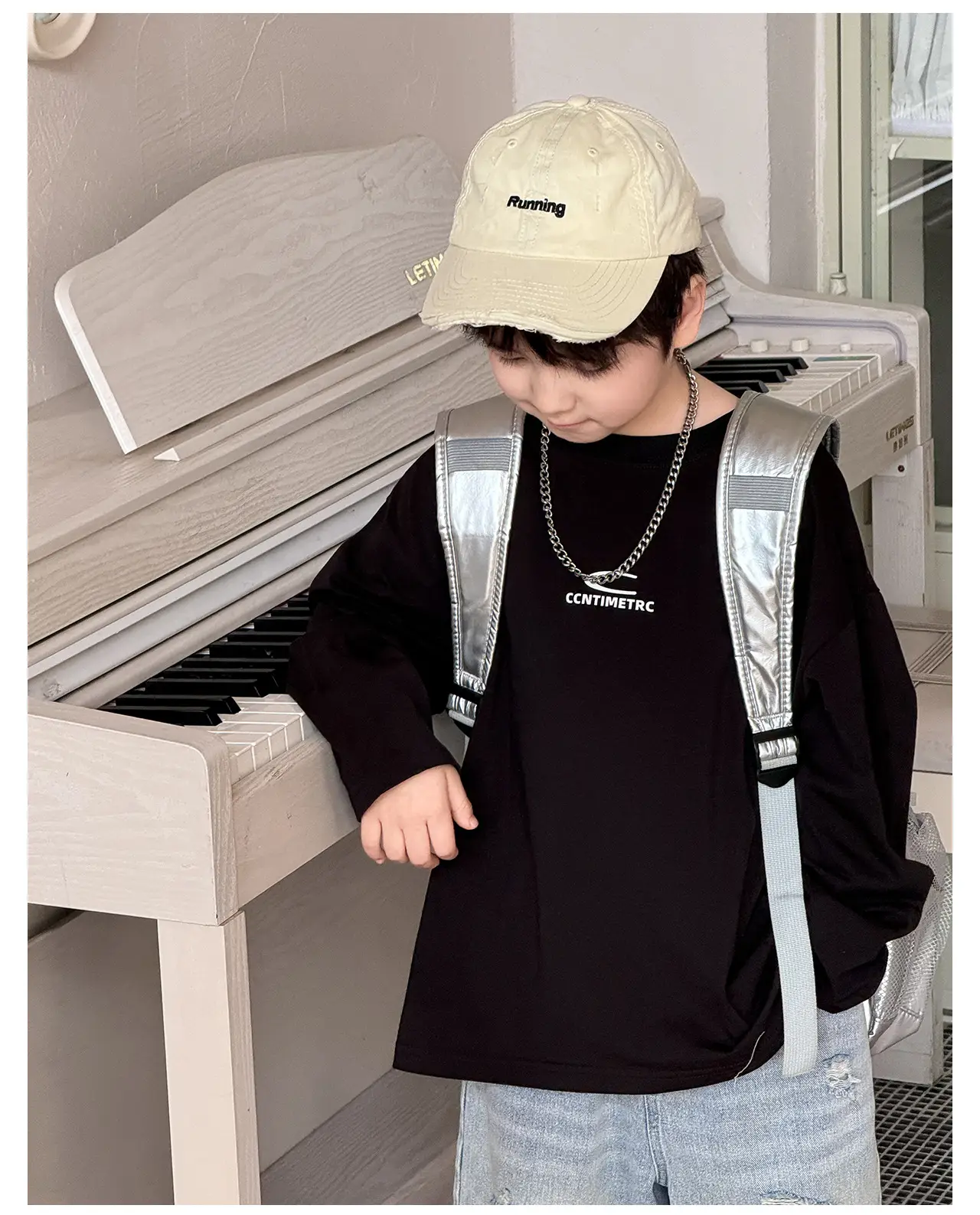 Tongku Boys Letter T-Shirt Solid White Korean Style — feature 24