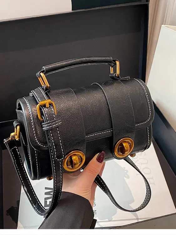 Black Leather Shoulder Crossbody Bag for Women Spring Summer 2026 - Image 6