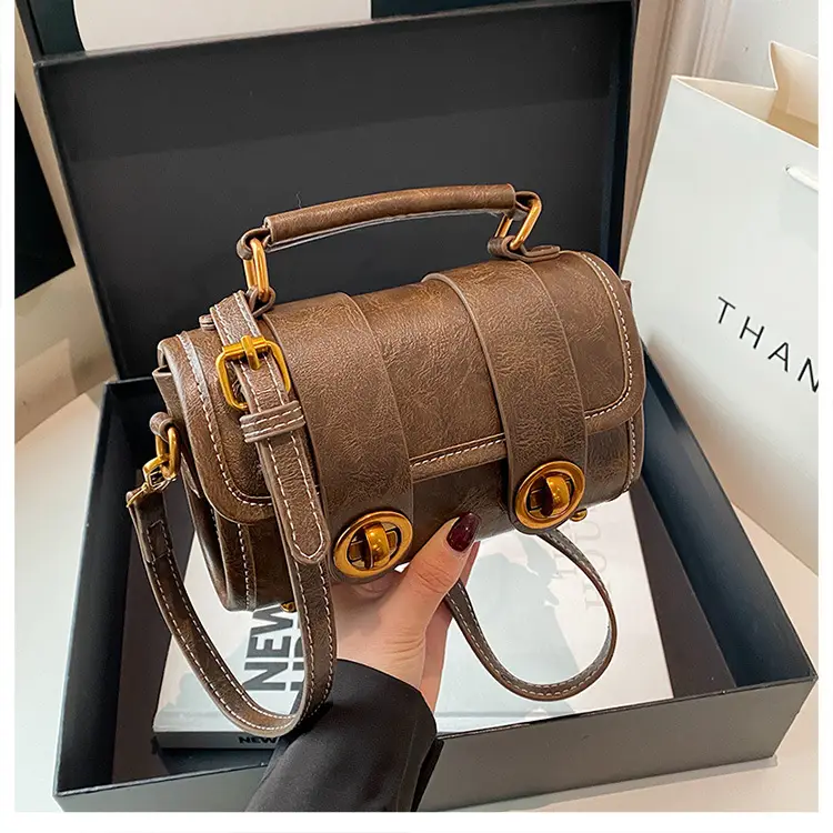 Black Leather Shoulder Crossbody Bag for Women Spring Summer 2026 - Image 3